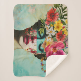 Couverture Sherpa Portrait Floral Vintage