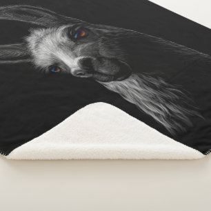 Couverture Sherpa Portrait Head Cute Llama avec un Arrière - plan no