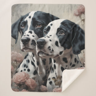 Couverture Sherpa Portraits de races de chiens de fleurs 4