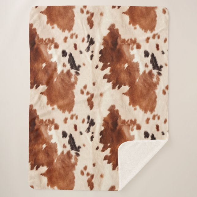 Couverture Sherpa Poster de animal blanc Brown (Devant)