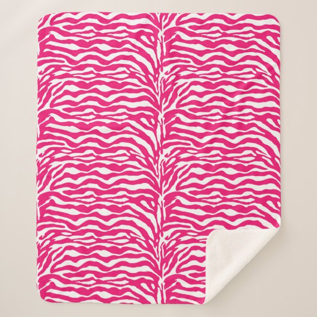 Couverture Sherpa Poster de animal sauvage, Zèbre à Fuchsia rose et  (Devant)