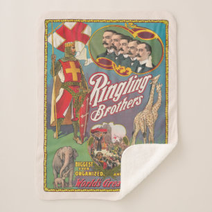 Couverture Sherpa Poster de cirque vintage Ringling Brothers