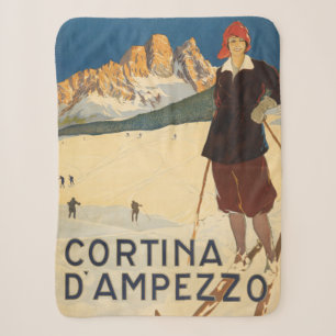 Couverture Sherpa Poster Vintage voyage De Cortina D'ampezzo, Italie