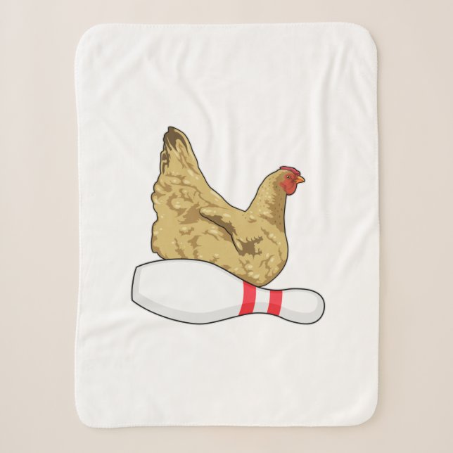 Couverture Sherpa Poulet au Bowling avec épingle de Bowling (Devant)