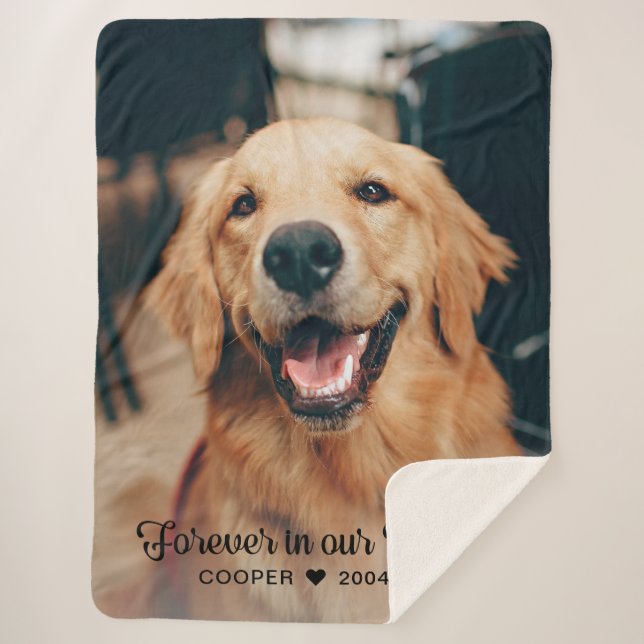 Couverture Sherpa Pour toujours dans nos coeurs Pet Memorial Keepsak (Devant)