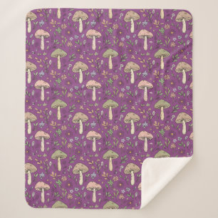 Couverture Sherpa Pourpre Fungi Luxueux de la Forêt Gothique Sorcièr