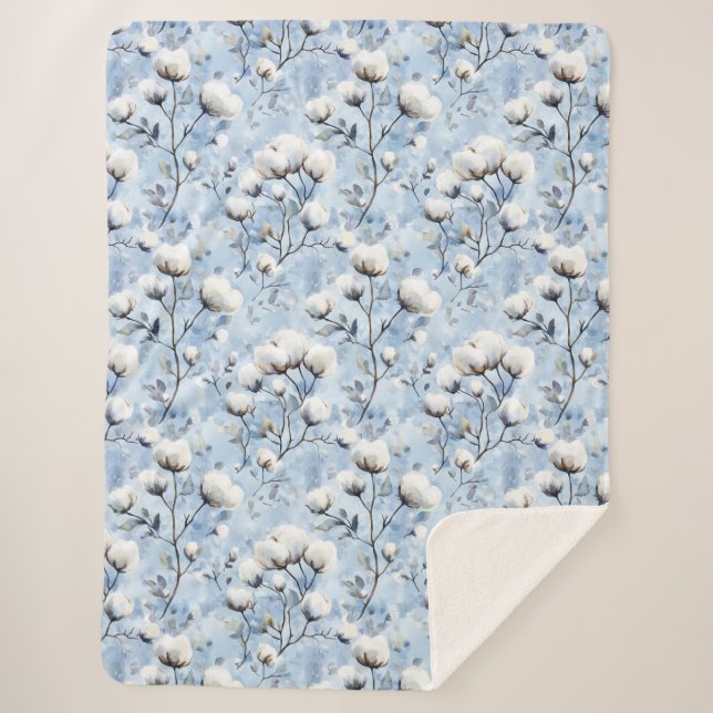Couverture Sherpa Pretty Light Blue White Floral Bridal Shower (Devant)