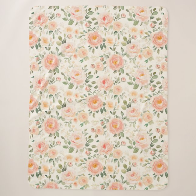 Couverture Sherpa Pretty Peach Flowers   (Devant)
