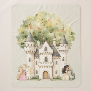 Couverture Sherpa Princesse de Conte de Fées à l'Aquarelle Fantaisis