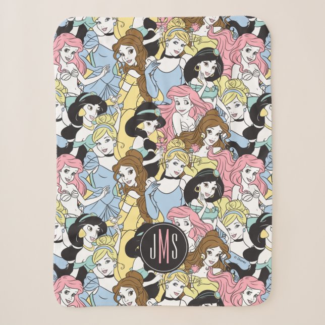 Couverture Sherpa Princesse Disney | Motif de monogramme surdimensio (Devant)