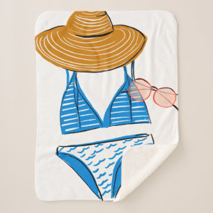 Couverture Sherpa Profitez du soleil - maillot de bain bleu