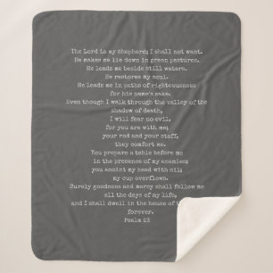 Couverture Sherpa Psalm 23 Charcoal Sherpa Blanket PERSONNALISABLE
