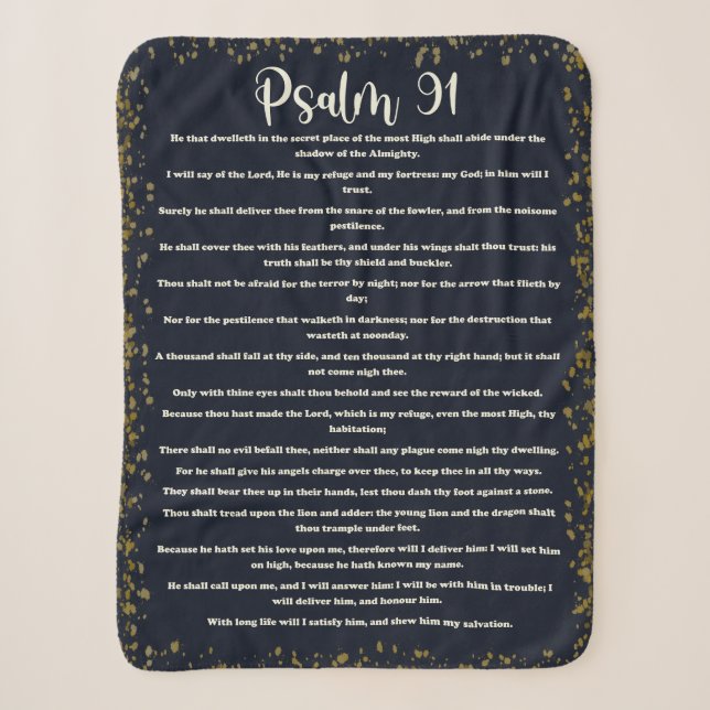 Couverture Sherpa Psaume 91, Bleu, Version King James, Bible Verse (Devant)