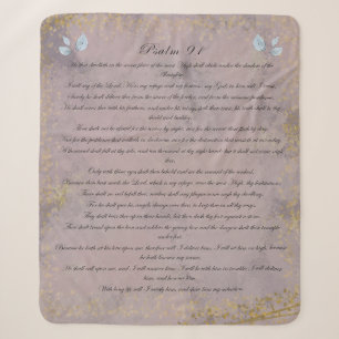Couverture Sherpa Psaume 91, Écriture & Eucalyptus Feuilles, Violet