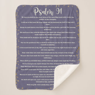Couverture Sherpa Psaume 91, Purple, Version King James, Bible Verse