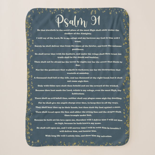Couverture Sherpa Psaume 91, Vert, Version King James, Bible Verse (Devant)