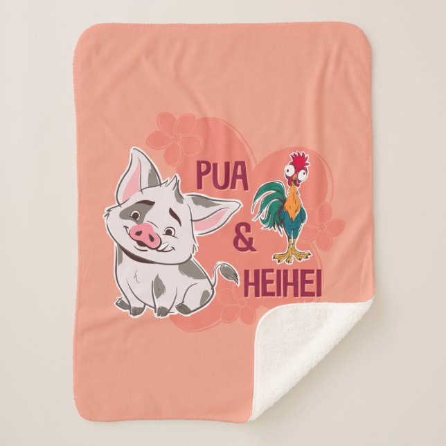 Couverture Sherpa Pua & Heihei Nom floral Graphique (Devant)