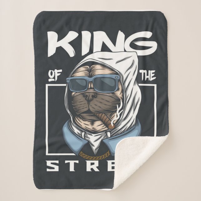 Couverture Sherpa PUG King of the street Blanket (Devant)