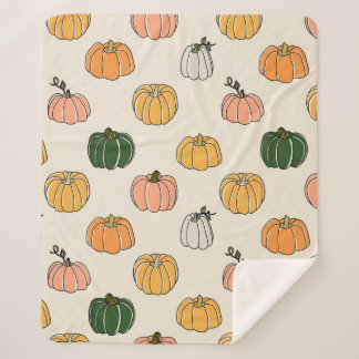 Couverture Sherpa Pumpkin Harvest vintage Seamless Pattern