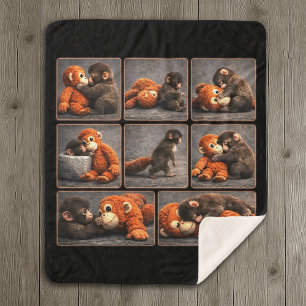 Couverture Sherpa Punch Bébé Singe