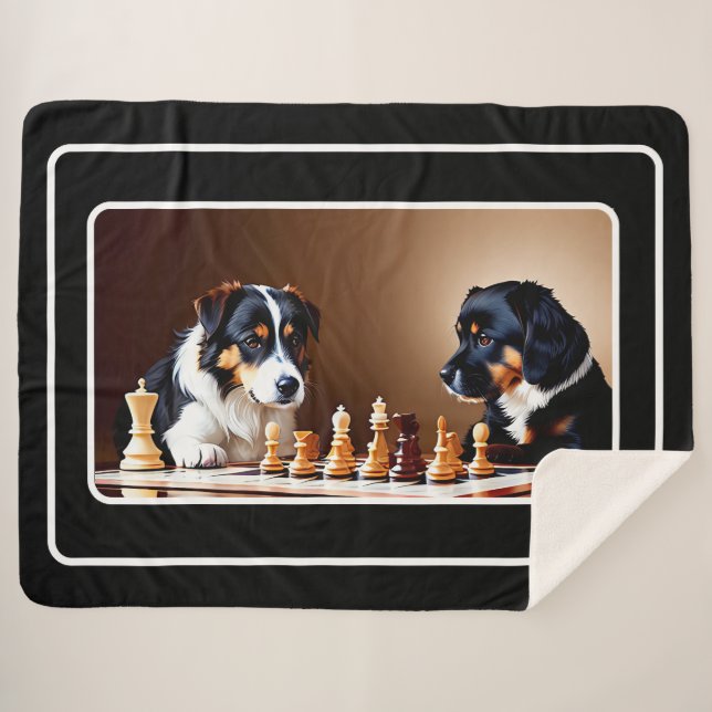 Couverture Sherpa Puppies mignonnes Jouer Poitrine Sherpa Blanket (Devant (Horizontal))