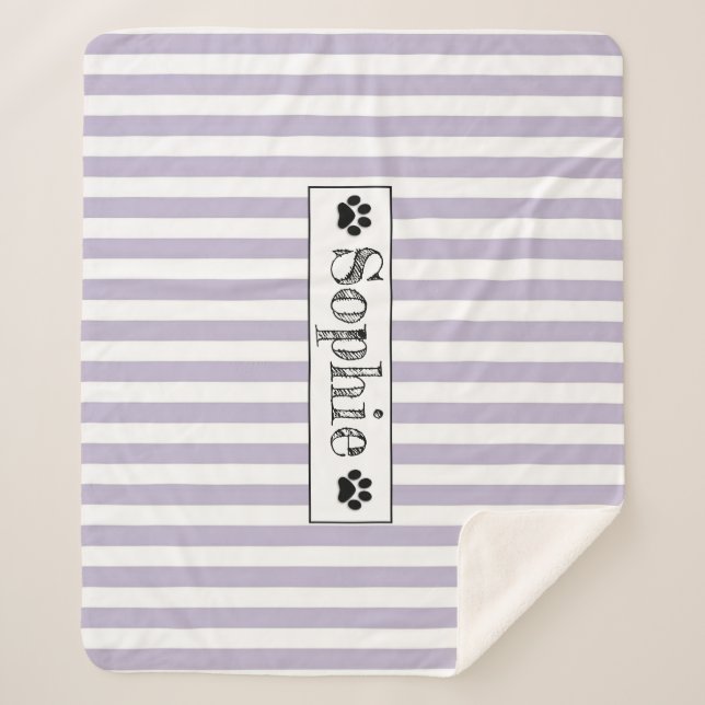 Couverture Sherpa Purple Pastel Stripes Chien Personnalisé Chat Anim (Devant)