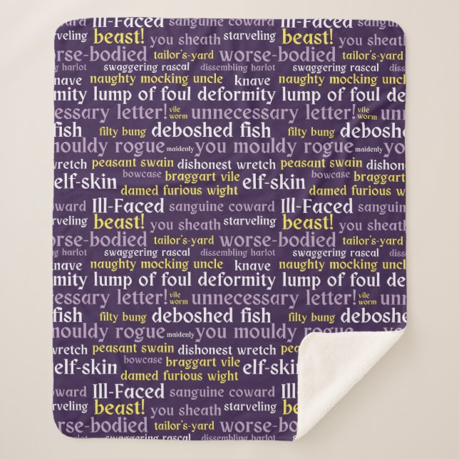 Couverture Sherpa Purple Shakespeare Insulte drôle Littérature (Devant)