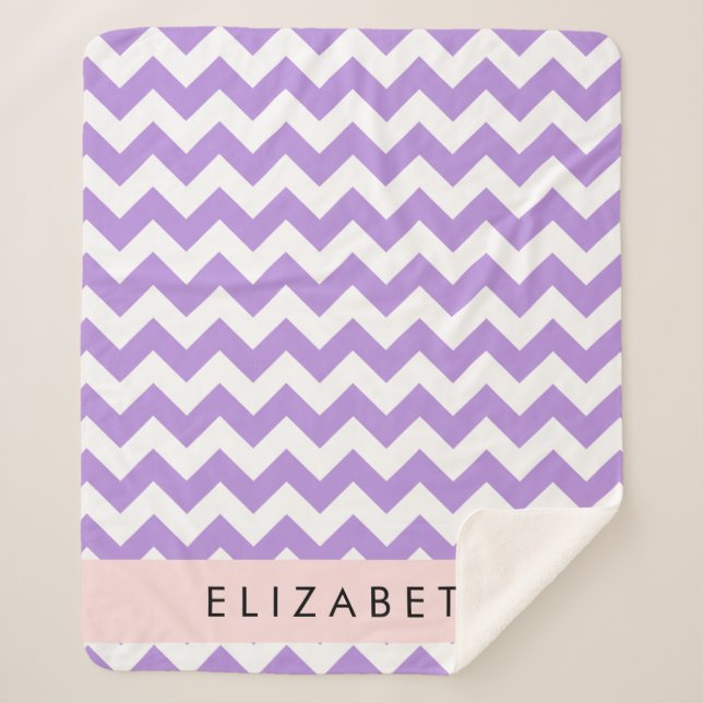 Couverture Sherpa Purple Zigzag, Purple Chevron, Votre Nom (Devant)