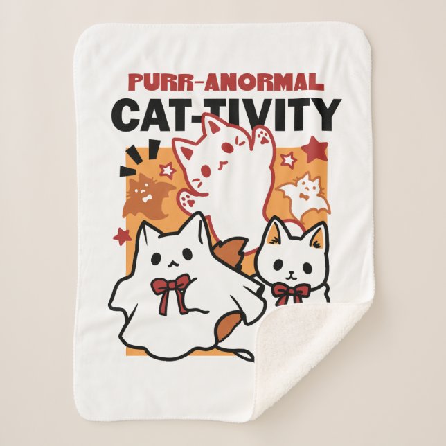 Couverture Sherpa Purr-anormal Cat Cat mignonne Halloween Conception (Devant)