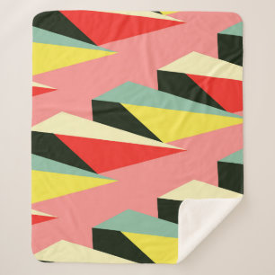 Couverture Sherpa Pyramides 3D : Vintage géométrique rétro.