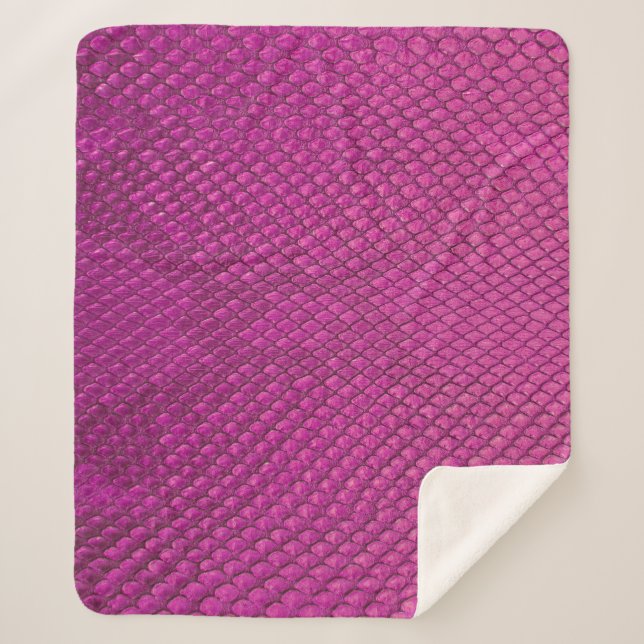 Couverture Sherpa Python rose : Texture de la peau de serpent. (Devant)