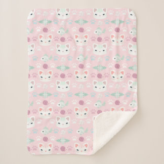 Couverture Sherpa Qu'est-ce que le Cool, Kitty Chat en rose et Menth