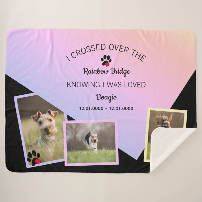 Couverture Sherpa Rainbow Bridge Photo Pet Memorial Large (Devant (Horizontal))