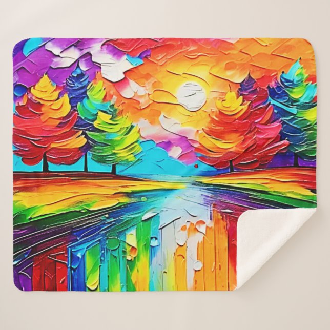 Couverture Sherpa Rainbow Forest Sunset Dreams (Devant (Horizontal))