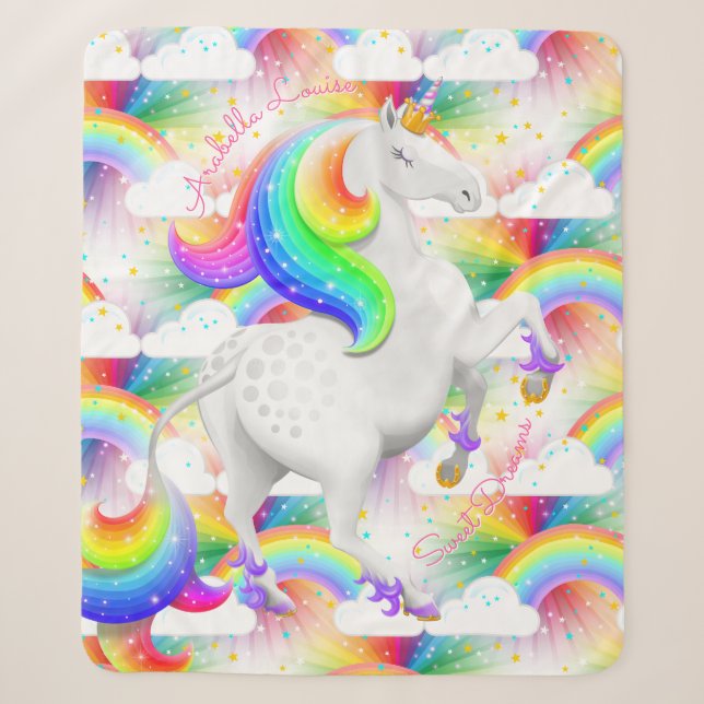 Couverture Sherpa Rainbow licorn Princess Magic Nursery (Devant)