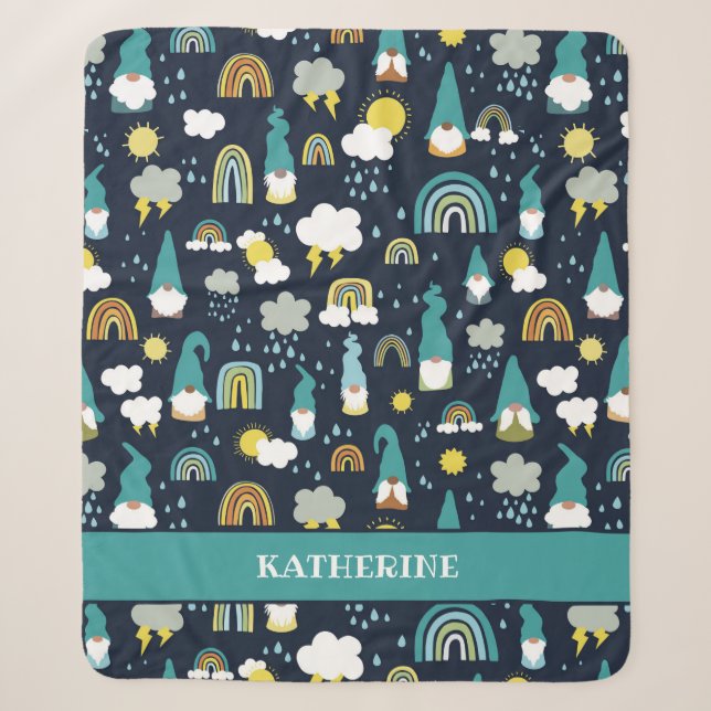Couverture Sherpa Rainy Day Gnomes Rainbow Kids (Devant)