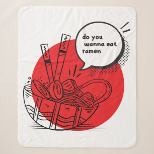 Couverture Sherpa Ramen mignon Kawaii - Nourriture japonaise drôle 