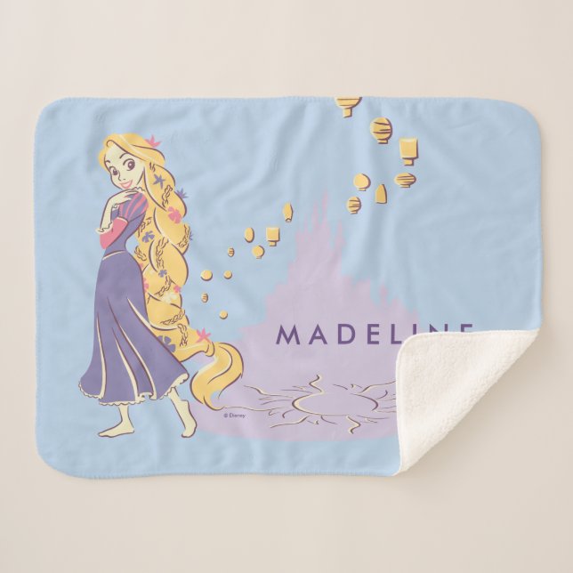 Couverture Sherpa Rapunzel & Pascal en violet (Devant (Horizontal))