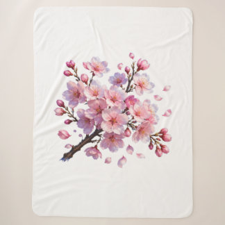 Couverture Sherpa Raquette de Pickleball Botanique Florale Blanche É