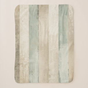 Couverture Sherpa Rayé Brun Clair Bleu Tendre Blanc Rustique Patiné