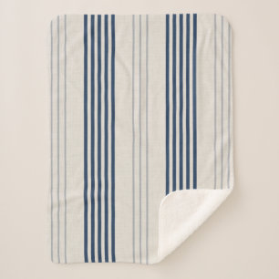 Couverture Sherpa Rayure de toile Navy Slate