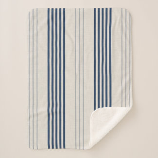 Couverture Sherpa Rayure de toile Navy Slate