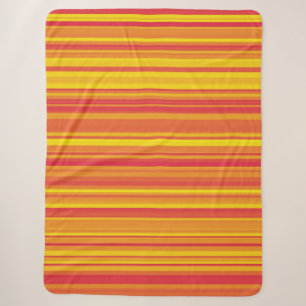 Couverture Sherpa Rayures Orange Rouge Jaune