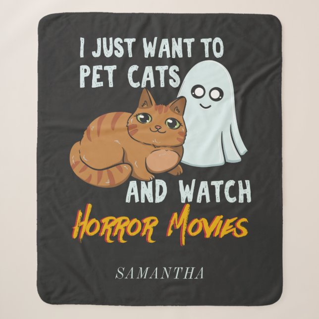 Couverture Sherpa Regarder les films d'horreur et les chats animaux  (Devant)