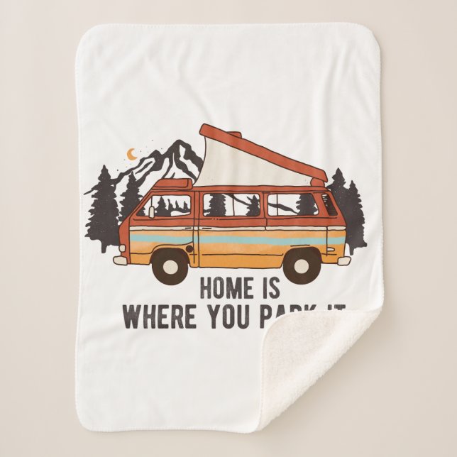 Couverture Sherpa Remorque Camping RV "Home is Where You Park It" (Devant)