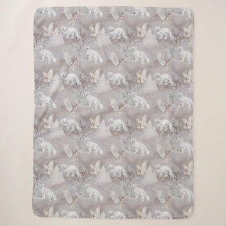 Couverture Sherpa Renard Arctique de l'Hiver Chouette Harfang Faune