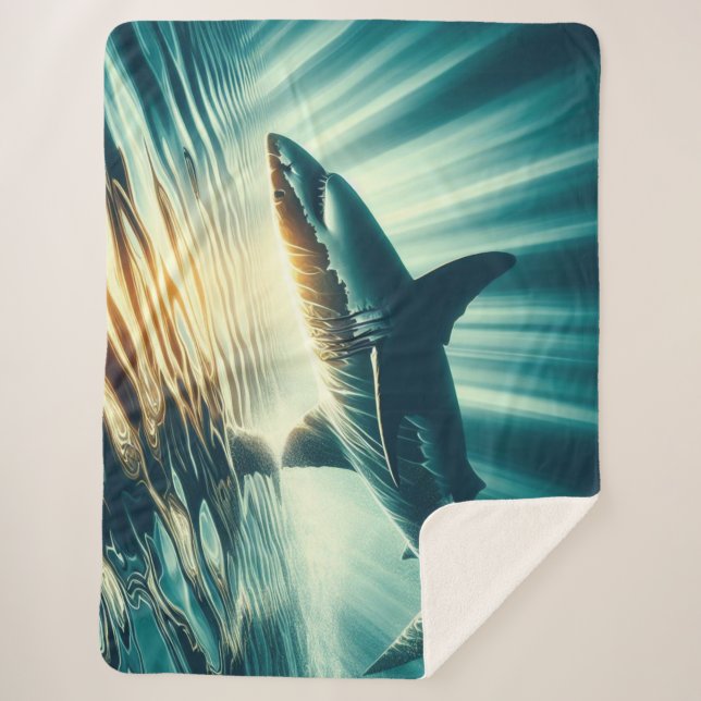 Couverture Sherpa Requin dans la mer bleue profonde & soleil (Devant)