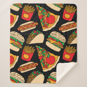 Couverture Sherpa restauration rapide pizza hamburger hotdog frites