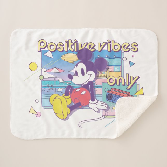 Couverture Sherpa Retro Mickey Positive Vibes Only (Devant (Horizontal))