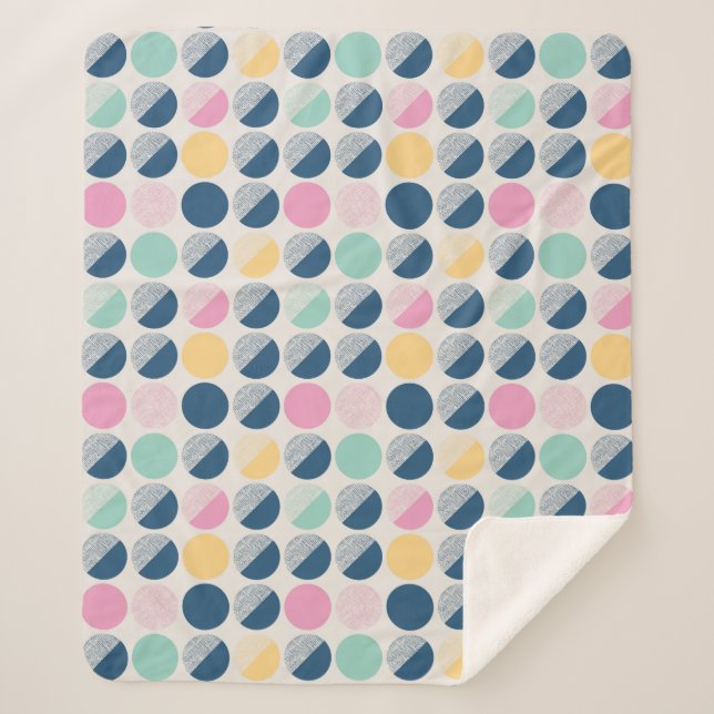 Couverture Sherpa Rétro motif de demi-cercle (Devant)